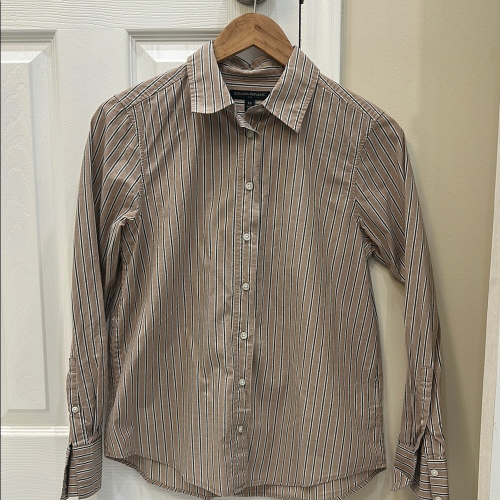 Banana Republic Brown Striped Button Down Shirt